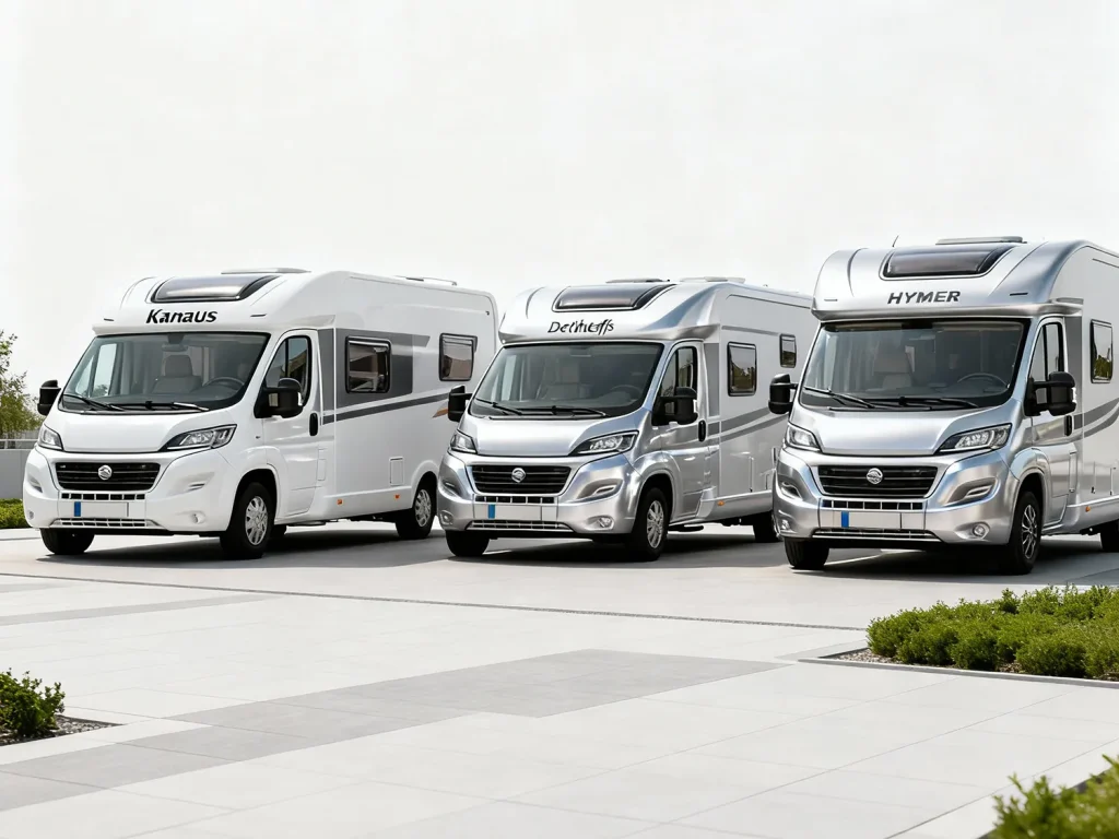 Drie verschillende campers op een rij - Imex Cars kan jouw camper verkopen tegen een eerlijke prijs.